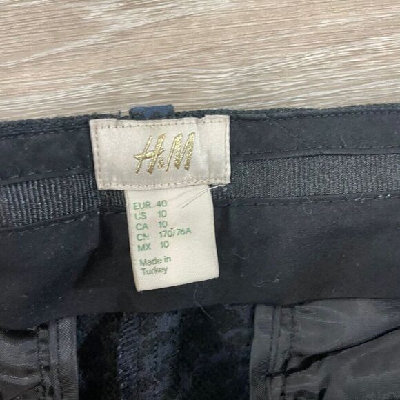 H&M Black and Navy blue Cotton Ankle Crop Front Slit Pants - Picture 5 of 11